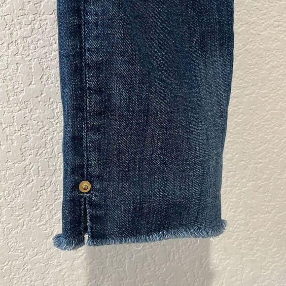 FRAME Denim Le Boy Jeans High Rise Burnett Raw Hem w Slit Gold Rivets, Size 25 - Picture 5 of 12